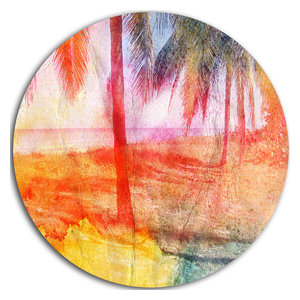 Designart MT14070 C23 Taiwan Township with Red Trees Landscape Circle Wall Art Disc 23 x 23 Red