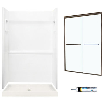 Alcove Shower Kits, White, 48"x34"x73.25"