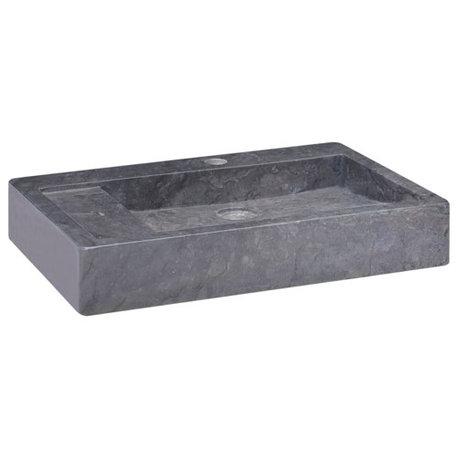 vidaXL Sink Black Marble Home Bathroom Sink Wash Bowl Natural Stone Basin