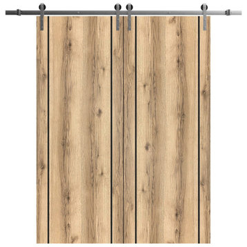 Sturdy Double Barn Door 36 x 96 with | Planum 0017 Oak with  | 13FT