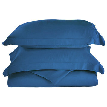 Luxury Solid Washable Duvet Cover Pillow Sham, Smoke Blue, King/Cal King