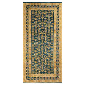Mogul, One-of-a-Kind Hand-Knotted Runner Green, 6'2"x12'9"