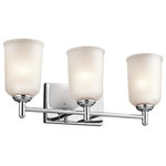 Kichler Lighting - Kichler Lighting 45574CH Shailene - Three Light Bath Vanity - Shade Included: TRUEShailene Three Light Bath Vanity Chrome White Opal Glass *UL Approved: YES *Energy Star Qualified: n/a  *ADA Certified: n/a  *Number of Lights: Lamp: 3-*Wattage:100w A19 bulb(s) *Bulb Included:No *Bulb Type:A19 *Finish Type:Chrome