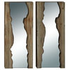 Contemporary Brown Wood Wall Mirror Set 47936