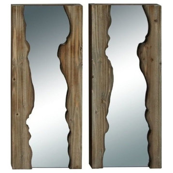 Contemporary Brown Wood Wall Mirror 47936