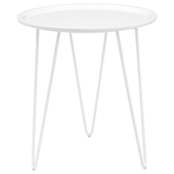 Industrial Country Farm House Soda Side Table, Metal Steel, White