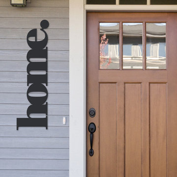 Matte black steel outdoor wall sign home