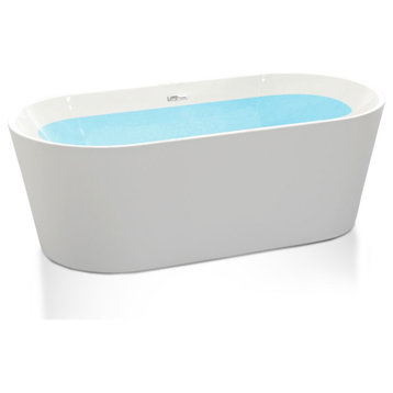 ANZZI Chand Series Freestanding Bathtub, White, 55"
