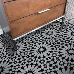Moroccan Mosaic and Tile House - 8"x8" Agdal Handmade Cement Tile, Gray/Black, Set of 12 - Wall And Floor Tile