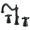 Widespread Lavatory Faucet With Black Porcelain Cross Handle KS1995PKX