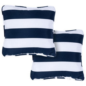 Set of 2 Striped Indoor/Outdoor Throw Pillows, Navy