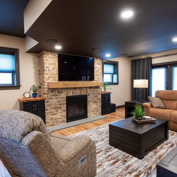 Black and Brown Cozy Basement