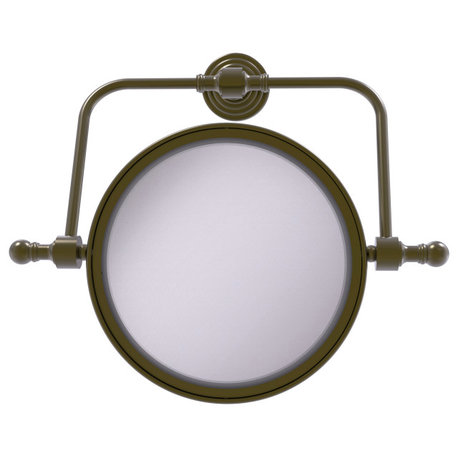 Retro Wave Wall Mounted Swivel Make-Up Mirror 8"Diameter 5X Magnification