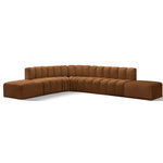 Meridian Furniture - Arc Velvet Upholstered 7-Pc. L-Shaped Modular Sectional, Saddle - Give your living room or den the perfect blend of style and versatility with this Arc velvet fabric curved modular Sectional. Part of the Arc modular furniture collection, this Sectional comes upholstered in rich saddle velvet fabric and features deep channel tufting that adds a touch of luxury while enhancing comfort and support. A seamless combination of form and function, this chair can be used with other Arc pieces to create a myriad of configurations in your well-curated room.