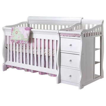 Pemberly Row 4 in 1 Convertible Wood Crib and Changer Combo in White