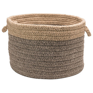 Chunky Natural Wool Dipped Basket - Dark Gray/Beige 14"x14"x10", Round, Braided