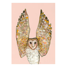 "Barn Owl on Coral" Canvas Wall Art by Eli Halpin, 10"x14"