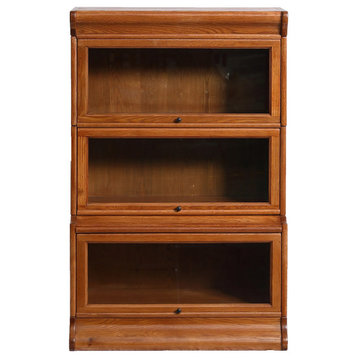 Mission 3 Stack Oak Barrister Bookcase - Beveled Glass - Michael's Cherry Stain