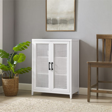 Pemberly Row Stackable Modern Wood Storage Pantry with Shelves in White