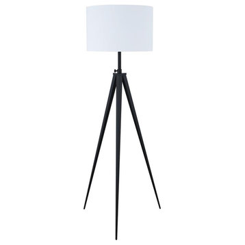 Pemberly Row Metal Tripod Legs Floor Lamp in White and Black