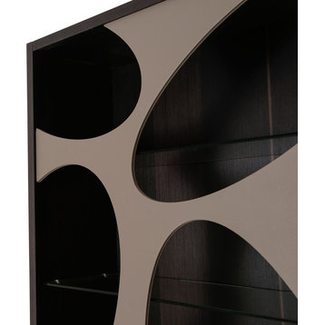 Aico 21 Cosmopolitan Curio Side Cabinet, Taupe/Umber 9029505S-212