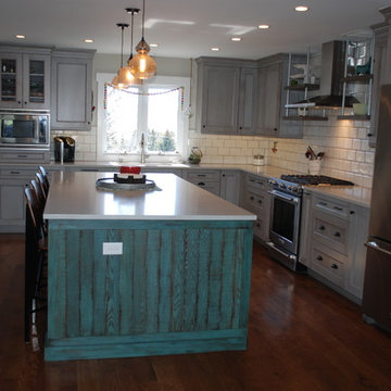 Soft Industrial Farmhouse with a touch of blue.  Castlerock CO