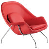 Woom Red Leather Chair and Ottoman