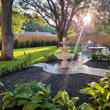 A New Orleans Inspired Landscape and Fountain- Tanglewood, Houston, TX