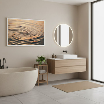 Whispering Waters Photorealistic Digital Art Japandi Style Artwork