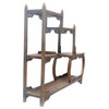 Chinese Brown Wood Tower Shape Small Curio Display Easel