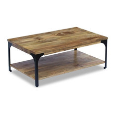 vidaXL Solid Mango Wood Coffee Side Accent Table 2 Shelves Handmade Home Decor