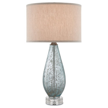 Currey and Company 6000-0181 One Light Table Lamp, Pale Blue Speckle Finish