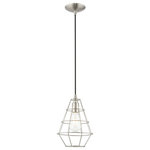 Livex Lighting - Livex Lighting 41322-91 Geometric Shade - 7.75" One Light Mini Pendant - Suspended from a simple black cord, this mini pendGeometric Shade 7.75 Brushed Nickel Brush *UL Approved: YES Energy Star Qualified: n/a ADA Certified: n/a  *Number of Lights: Lamp: 1-*Wattage:60w Medium Base bulb(s) *Bulb Included:No *Bulb Type:Medium Base *Finish Type:Brushed Nickel