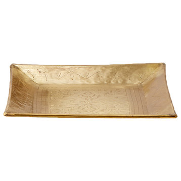 Serene Spaces Living Large Antique Square Brass Tray, Large