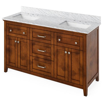Jeffrey Alexander Chatham 60" Chocolate Double Sink Vanity With Mable Top