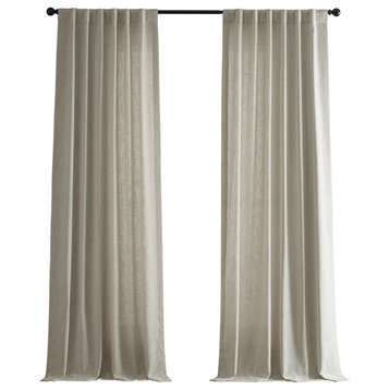 Heavy Faux Linen Curtain Single Panel, Malted Cream, 50w X 120l