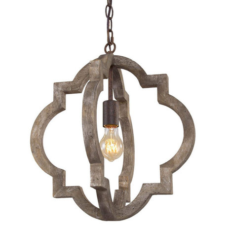 LNC Wood Farmhouse Rustic Lantern Chandeliers, Distressed Wood, 1 Light