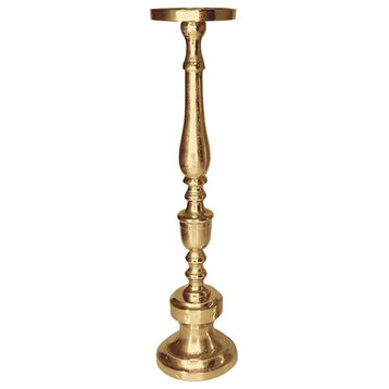 Megara Pillar Candle Stand, Aluminum Gold, Small