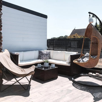 vidaXL 4 Piece Patio Lounge Set with Cushions Poly Rattan Brown