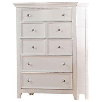 Chest with 5 Drawers and Tapered Legs, White