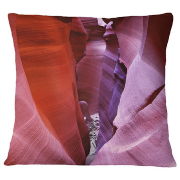 Purple Antelope Canyon View Landscape Photography Throw Pillow, 18"x18"
