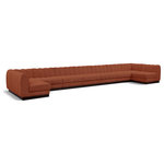 Meridian Furniture - Quinn Chenille Upholstered U-Shaped Modular Sectional, Cognac, 9-Piece: 7 Armless Chair, 2 Corner Chair - The Quinn Modular Sectional is a stunning piece crafted in a rich and luxurious cognac chenille fabric. Its awe-inspiring design and exceptional quality make it a perfect addition to any space, whether it's a living room, bedroom, or office. The sectional's plush cushioning and sturdy frame provide both comfort and durability, ensuring that it will be a favorite for years to come. Whether you're looking for a statement piece or simply a comfortable seating option, the Quinn sectional is an excellent choice.