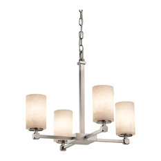 Clouds Tetra 4-Light Chandelier, Cylinder With Flat Rim, Clouds Shade