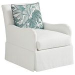 Tommy Bahama Home - Palm Frond Swivel Chair - The Palm Frond Swivel Chair, with waterfall skirt and loose back cushion, is available in as swivel or stationary chair 7763-11.