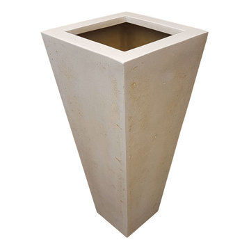 Off White Flared/Tapered Square Pot | Polystone Planters