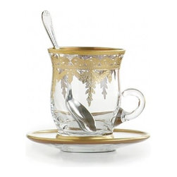Arte Italica Vetro Gold Cup & Saucer with Spoon - Dinnerware