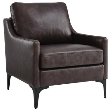 Modway Corland Leather Armchair With Brown Finish EEI-6022-BRN