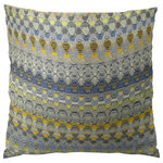 Plutus Brands - Plutus Merlot Way Handmade Throw Pillow, Single Sided, 12x25 - The Moroccan theme of this designer pillow is unique with a blend of multi colors in navy, gray, yellow, blue, cream and taupe.  The front fabric is a blend of rayon and polyester from the U.S. Pillows include *Handmade in USA* Hypoallergenic Down Alternative Polyfill Insert - Invisible Zipper for a Tailored Look - Back fabric color:  tan. Available in different sizes, single sided.