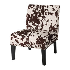 GDF Studio Kalee Contemporary Fabric Slipper Accent Chair, Cow Print, Matte Blac