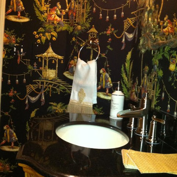 Classic wallpaper in powder room